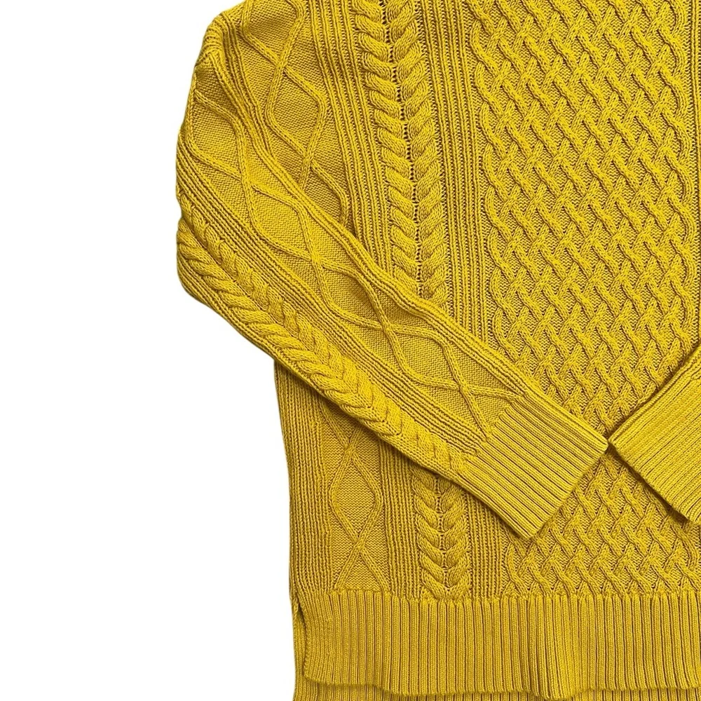 J. Crew oversized 100% cotton Mustard Cable Knit mockneck Sweater